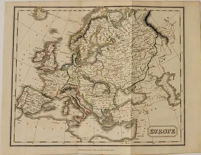 Mapa Plegable 1811 Europa Cadell & Davies Strand Placa Cobre Contorno Color Mano Foto 1 de 4