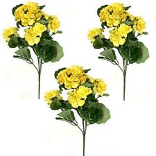 35cm Artificial Yellow Geranium Flower Bush X3 - for Window Boxes Hanging Basket