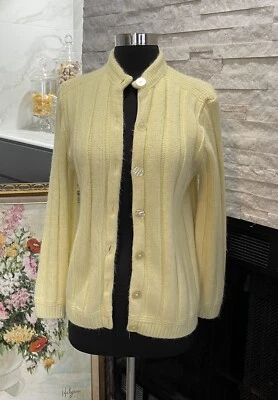 Vintage Carol Brent For Montgomery Wards Yellow Cardigan Sweater Size 38 Bust - Image 1 of 4