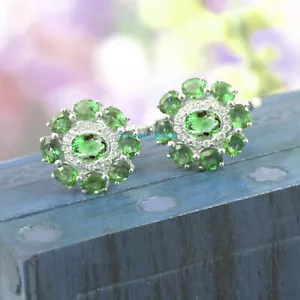Natural Peridot Gemstones with 925 Sterling Silver Cufflinks for Men's #950 - Picture 1 of 3