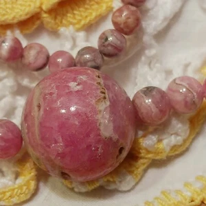 Natural Swirling Pink Rhodochrosite 17.75" Strand , 207.8 Carats - Picture 1 of 24