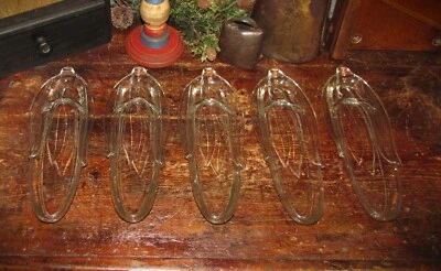 5 platos de vidrio pesado prensado transparente vintage de maíz en la mazorca con inmersión en mantequilla Foto 1 de 4