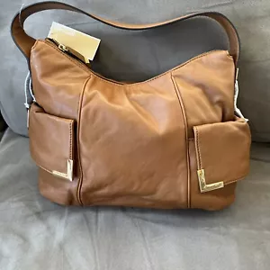 New Michael Kors Beverly Large Walnut purse Soft Leather Satchel Bag beige - Picture 1 of 8