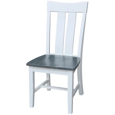 Silla auxiliar de comedor International Concepts Ava de madera maciza en blanco (juego de 2) Foto 1 de 4
