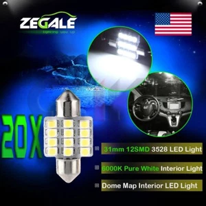 For 20x Super Bright 31mm LED White Festoon 12SMD Car interior Dome Map Lights - Picture 1 of 6