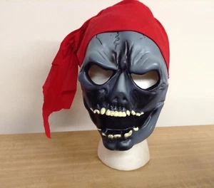Pirate Latex Half Mask With Red Head Scarf - Picture 1 of 3