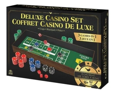 Cardinal Classics Wooden Deluxe Casino Set Game 200 Poker Chips Blackjack Craps - Image 1 of 4