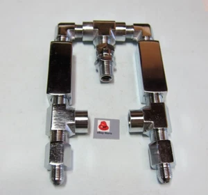 Lowrider Hydraulics pro 3/8" square check valve, tee, straight kit, chrome - Picture 1 of 4