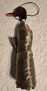 Vintage FURLA Lucite? Duck Head Handle Folding Gold Umbrella No Flaws RARE - Picture 1 of 7