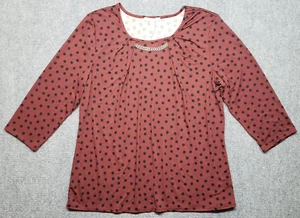 Blusa Pullover Notations para Mujer XL Roja Negra Lunares Cuello Cuadrado Manga 3/4 - Imagen 1 de 9