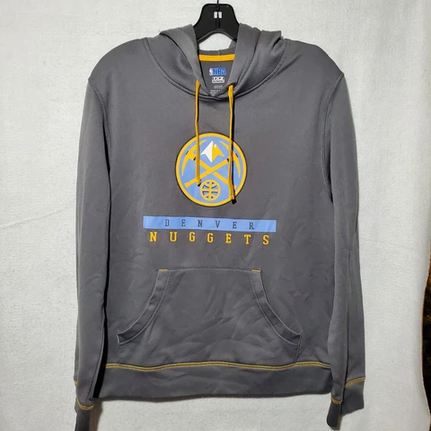 Denver Nuggets Hoodie Teen's Small Grey Yellow Pullover Sweatshirt TX3 Warm Cover