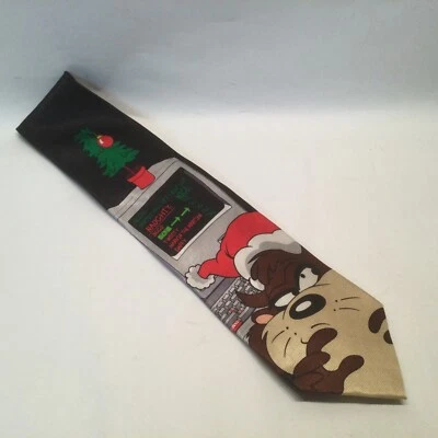 Christmas Looney Tunes Classic Collection Taz Tie SILK  Naughty List Necktie VNT - Image 1 of 4