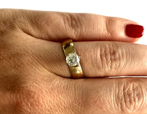 Vintage 10K Yellow Gold Natural Diamond 0.55ct Ladies Engagement Ring Size 8 - Picture 1 of 15