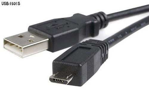 1ft. (12") Short USB 2.0 A Male to Micro-B Male Cable, Black - USB-1501 - Image 1 of 1