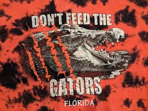 Florida "Don't Feed The Gators" Red & Black Tie Dye XL Cotton Tee-Shirt - Picture 1 of 4