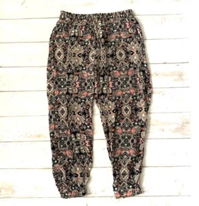 Women’s S/M Floral Print Harem Pants Joggers Navy Blue Mauve Color Size Small - Picture 1 of 3