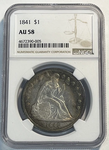 1841 Liberty Seated Dollar NGC AU 58 Cover