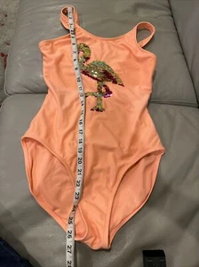 Girls sz Xl 14/16 Swim Suit One Piece Cat & Jack Flamingo Sequins - Picture 1 of 5