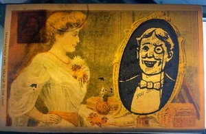 1914 HOLD TO THE LIGHT HTL WOMAN MIRROR MERRY CHRISTMAS GREETINGS POSTCARD - Picture 1 of 3