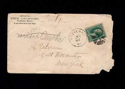 Newspaper The Opinion Rockland Maine Fancy Cancel Circa 1881 Cover 8m - Image 1 of 2