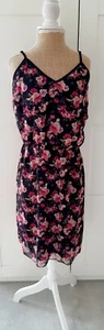 Ladies Black Pink Floral Strappy Summer Dress By Laura Scott Size 10 BNWT - Picture 1 of 7