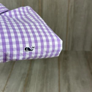 Vineyard Vines Whale Shirt Gingham Purple Check Boys L (16) - Picture 1 of 8