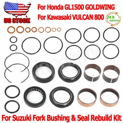 Fork Bushing & Seals Rebuild Kit For Kawasaki VULCAN 800 VN1500 GL1500 GOLDWING - Image 1 of 4