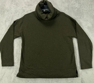 TALBOTS Womens Medium Dark Green Turtleneck Top Slouchy Shirt Long Sleeve Tunic - Picture 1 of 15