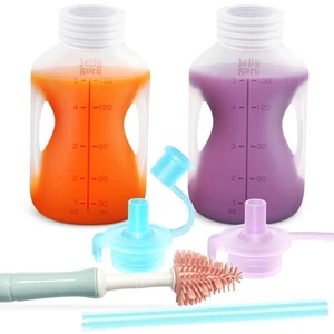 Silicone Reusable Baby Food Pouches with Straws, Leakproof Refillable Squeeze... - Picture 1 of 8