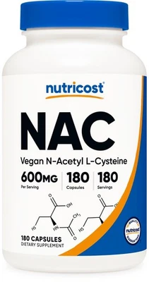 Nutricost N-acetil L-cisteína (NAC) 600 mg, 180 cápsulas - sin OGM y sin gluten Foto 1 de 4