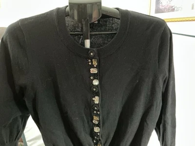 Cárdigan Apt 9 Negro Joya Abotonado Algodón Suave Talla XL Clásico Elegante Fiesta Foto 1 de 4