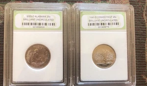 2003D Alabama/1999D Conn STATE 25c INB Brilliant Uncirculated ACTUAL COIN S161 - Picture 1 of 3