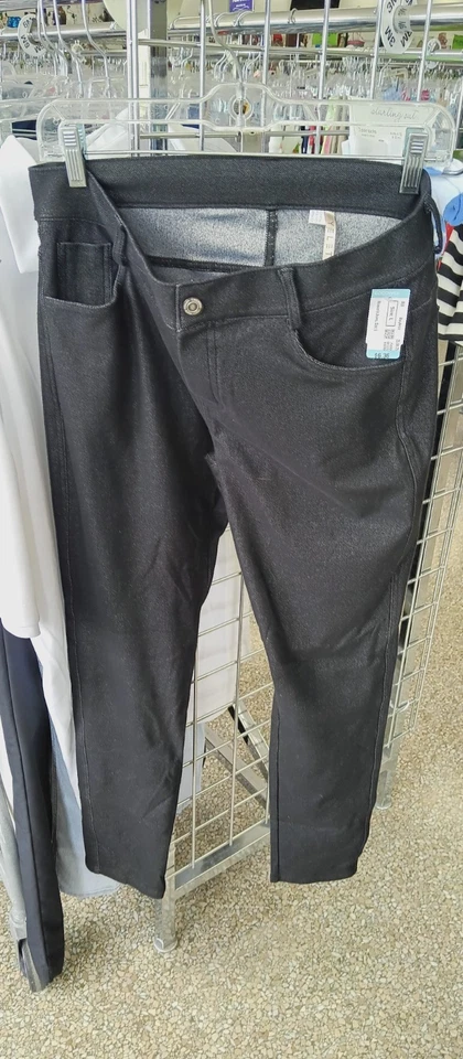 Yelete Jeggings Leggings Women’s Size L Dark Gray Denim Stretch Pockets Pull On  - Image 1 of 4