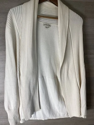 Difícil de Encontrar St John’s Bay Cárdigan Blanco Crema Suéter Forrado ¡Bonito! Foto 1 de 4