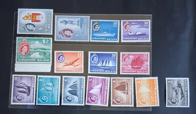 SINGAPORE 1955 QE II 1c to $5 SG 38 - 52 Sc 28 - 42 pictorial set 15 MNH - Image 1 of 2