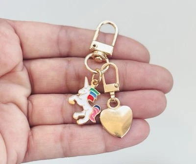 Unicorn Keyring, Heart Charm, Handbag Keychain, Birthday, Gifts For Girls - Image 1 of 3