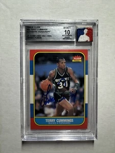 1986-87 Fleer Terry Cummings Auto/Jersey Fusion Game Used Logoman Patch #20  - Picture 1 of 2