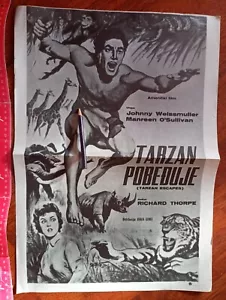 Tarzan the Ape Man 1932 Johnny Weissmuller VINTAGE YUGOSLAVIA MOVIE POSTER FILM - Picture 1 of 12