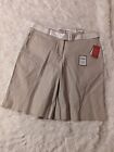 Croft And Barrow Women's Shorts Size 18w Tan Bermuda Belted New With Tags