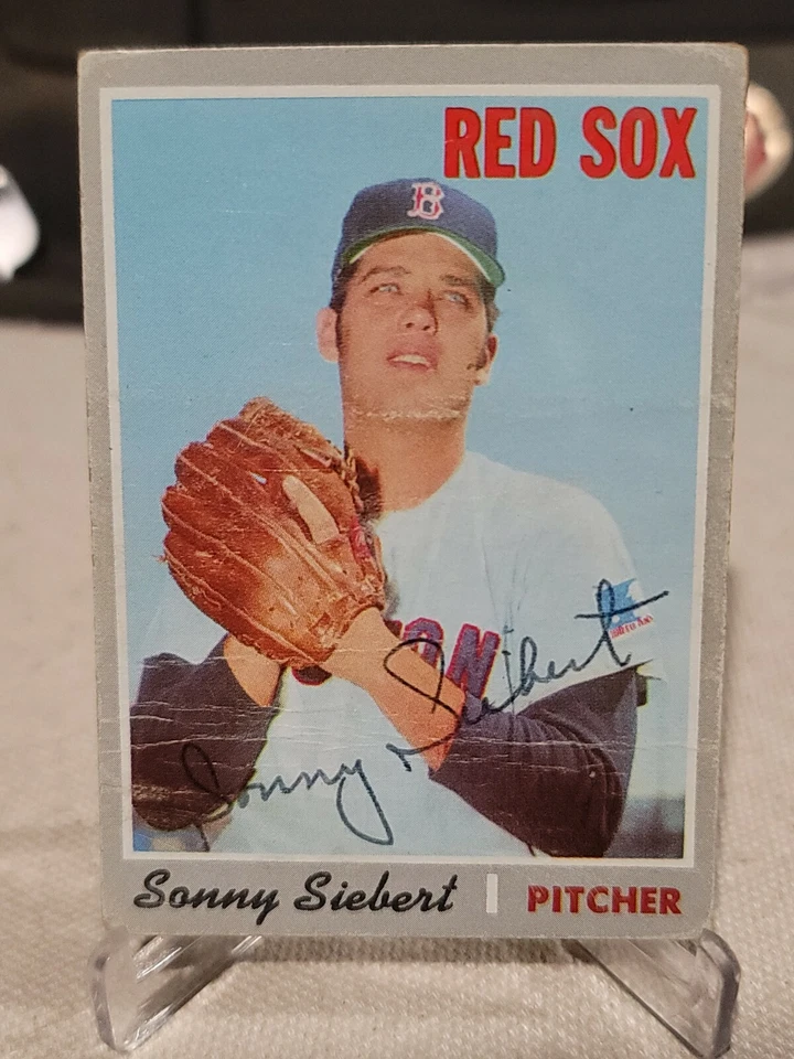 Tarjeta firmada real autografiada Topps Sonny Siebert 1970 Boston Red Sox garantizada Foto 1 de 1