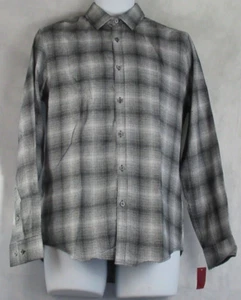 Alfani Red Mens Slim-Fit Long-Sleeve Button-Down Shirt, Black White Plaid, Small - Picture 1 of 2