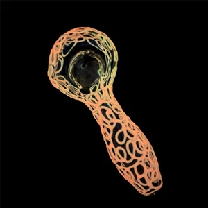 4'' Glow in the dark Glass Pipe Hand Spoon Pipes Tobacco Herb Bowl Smoking Red - Picture 1 of 4