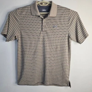 Under Armour Golf Polo Shirt Striped Performance Athletic Beige Black Size S - Picture 1 of 7
