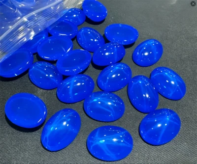 Top Quality Oval Cabochon Blue Star Sapphire Lab-Created AAAA+ Loose Gemstone - Image 1 of 4
