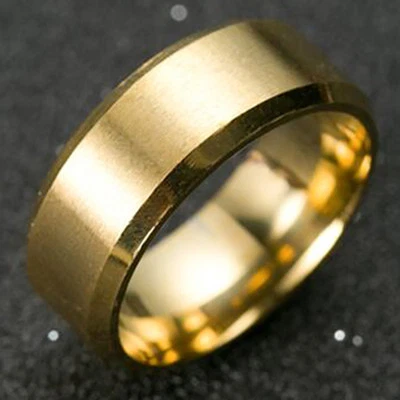 8mm Stainless Steel Ring Man Women Jewelry Band Black Silver Gold Size 6-12 - Image 1 of 4