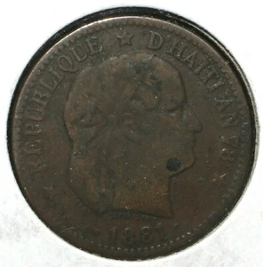 1881 Haiti Large 2 Cents Coin - 08159 - Picture 1 of 2