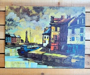 THE WHARF VINTAGE CARDBOARD LITHOGRAPH PRINT BY GRIFF ~MUSEUM PRINT EDITIONS~ - Picture 1 of 16