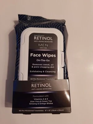 Skincare Cosmetics Retinol Men Facial Face Wipes Anti-Aging Cleansing Towelettes Foto 1 de 4