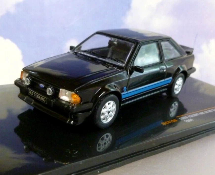 IXO 1/43 DIECAST 1984 FORD ESCORT MK3 MKIII RS TURBO BLACK/BLUE STRIPES CLC419 - Image 1 of 4