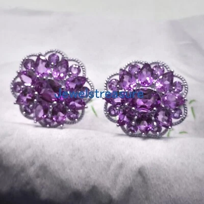 Gemas de amatista natural con gemelos de plata de ley 925 para hombre #4521 Foto 1 de 4